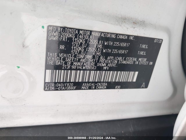 Toyota RAV4 LE 2020 2T3F1RFV4LW128563 Image 9