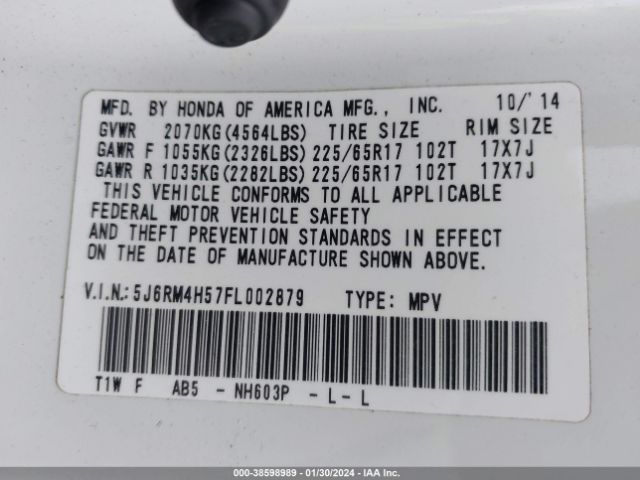 5J6RM4H57FL002879 Honda CR-V EX