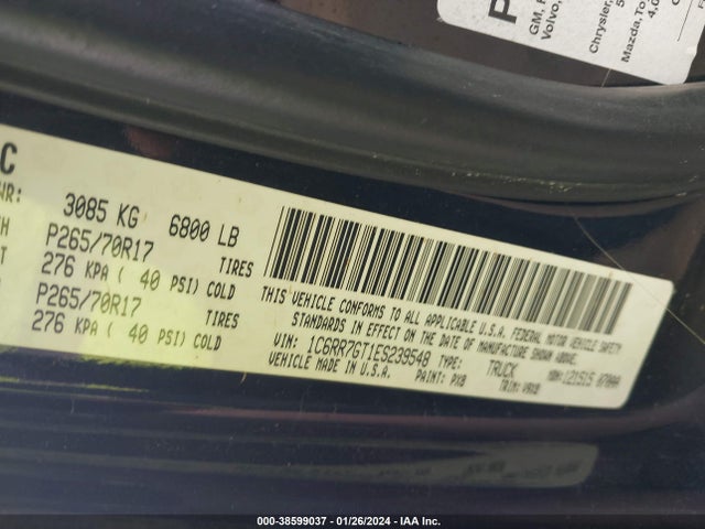RAM 1500 Slt 2014 1C6RR7GT1ES239548 Image 9