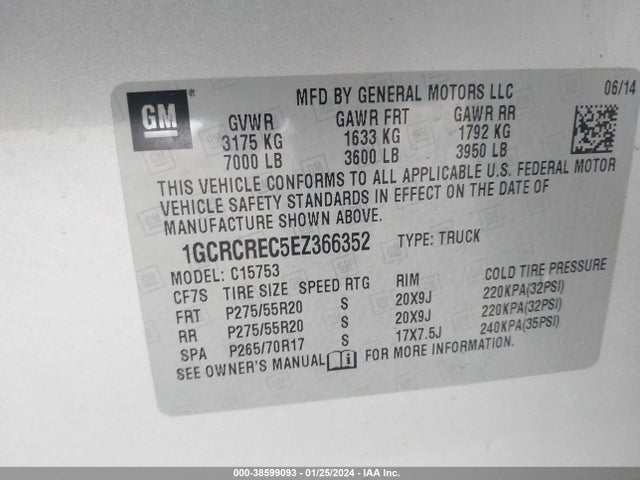 Chevrolet Silverado 1500 1lt 2014 1GCRCREC5EZ366352 Image 9