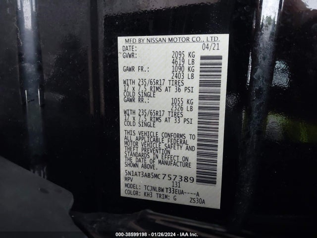 Nissan Rogue S Intelligent Awd 2021 5N1AT3AB5MC757389 Image 9
