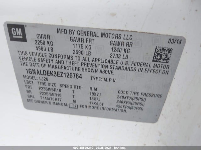 Chevrolet Equinox Ltz 2014 1GNALDEK3EZ126764 Image 9