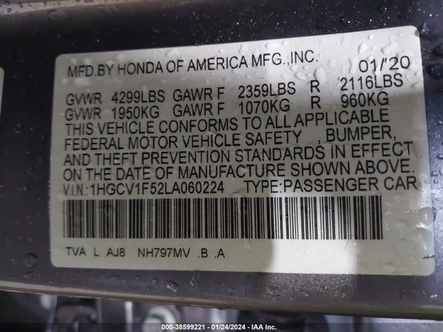 Honda Accord Ex-l 2020 1HGCV1F52LA060224 Image 9