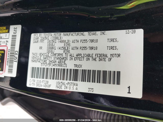 Toyota Tundra Sr5 2021 5TFDY5F14MX988131 Image 9