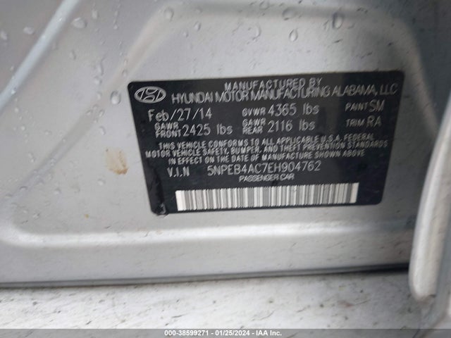 Hyundai SONATA GLS 2014 5NPEB4AC7EH904762 Image 9