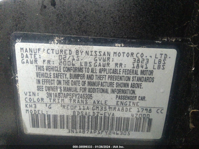 Nissan SENTRA SV 2015 3N1AB7AP5FY246305 Image 9
