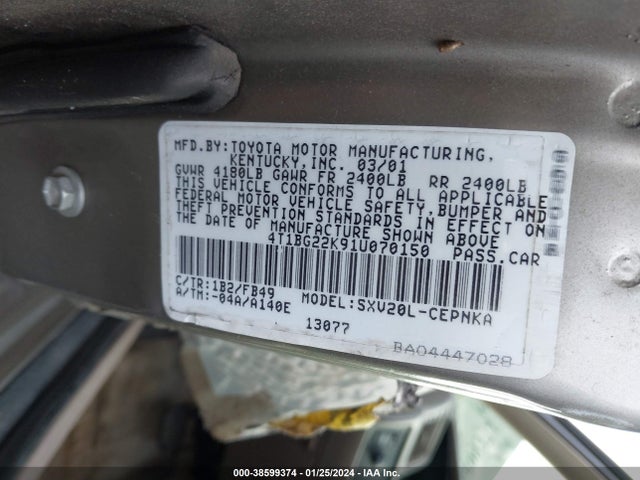2001 TOYOTA CAMRY LE VIN: 4T1BG22K91U070150