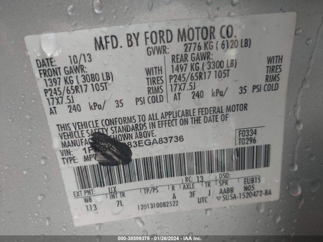Ford Explorer 2014 1FM5K7B83EGA83736 Image 9