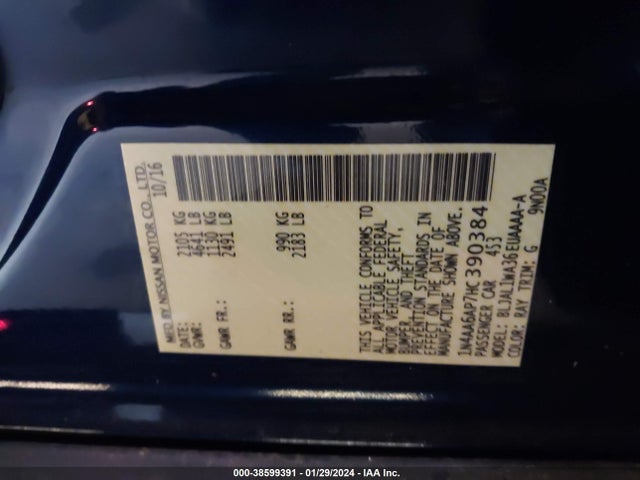 Nissan Maxima 3.5 Sr 2017 1N4AA6AP7HC390384 Image 9