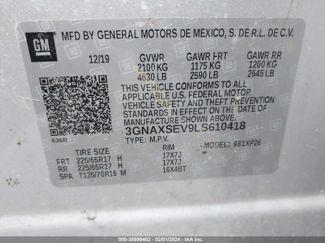 Chevrolet Equinox Awd Ls 2020 3GNAXSEV9LS610418 Image 9