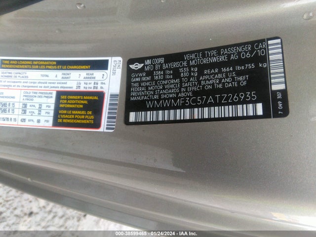 2010 MINI COOPER WMWMF3C57ATZ26935 Photo 8