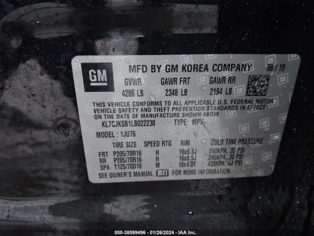 2020 CHEVROLET TRAX KL7CJKSB1LB022230 Photo 8