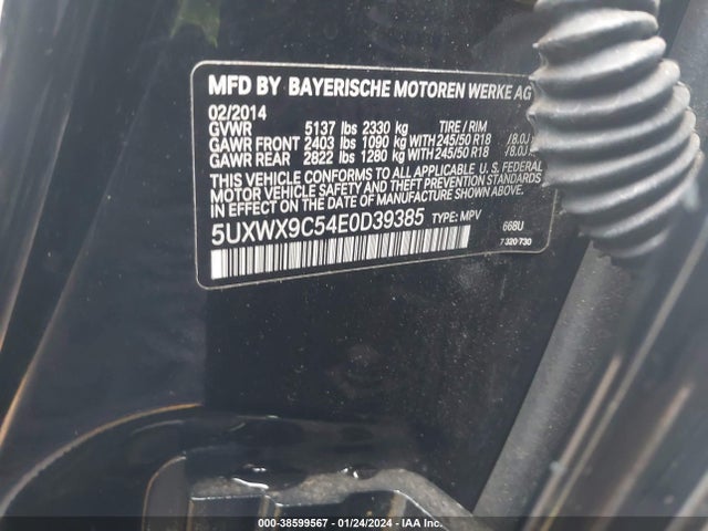 5UXWX9C54E0D39385 BMW X3 Xdrive28i