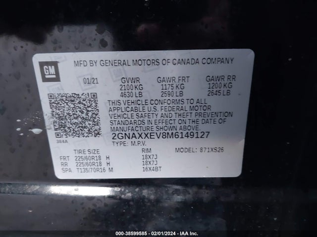 Chevrolet Equinox Awd Premier 2021 2GNAXXEV8M6149127 Image 9