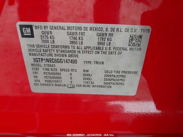 GMC Sierra 1500 Slt 2016 3GTP1NEC6GG147490 Image 9