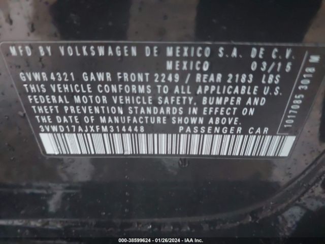 3VWD17AJXFM314448 Volkswagen Jetta 1.8t Se