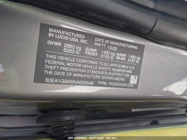 2022 LUCID AIR 50EA1GBA5NA005546 Photo 8