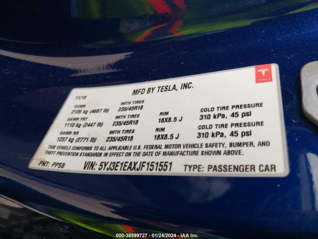 2018 TESLA MODEL 3 5YJ3E1EAXJF151551 Photo 8