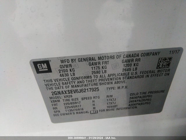 Chevrolet EQUINOX LT 2018 2GNAXSEV6J6217925 Image 9