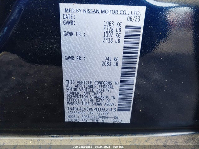 Nissan Altima Sr Fwd 2023 1N4BL4CV5PN409743 Image 9
