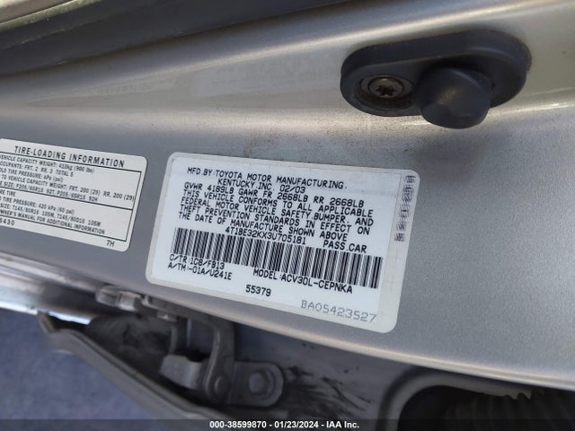 2003 TOYOTA CAMRY LE VIN: 4T1BE32KX3U705181