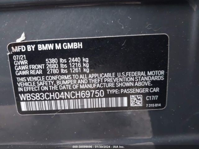 WBS83CH04NCH69750 BMW M5