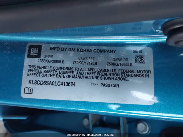 Chevrolet Spark Fwd 1lt Automatic 2020 KL8CD6SA0LC413624 Image 9