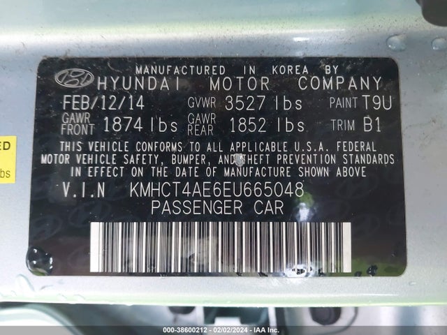 Aukcja sprzedaży 2014 Hyundai Accent Gls, vin: KMHCT4AE6EU665048, numer aukcji: 38600212