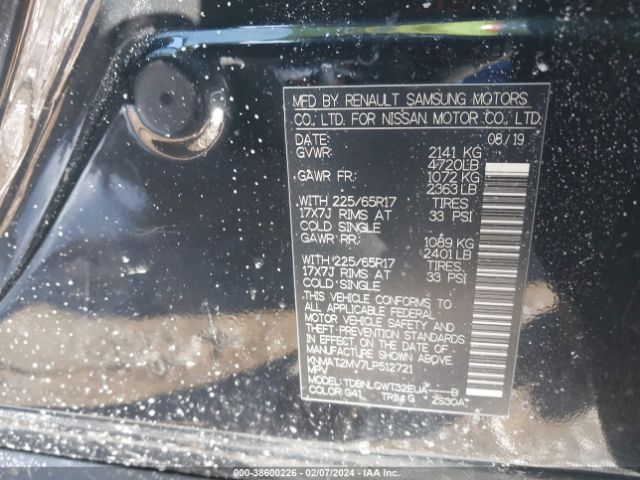 KNMAT2MV7LP512721 Nissan Rogue Sv Intelligent Awd