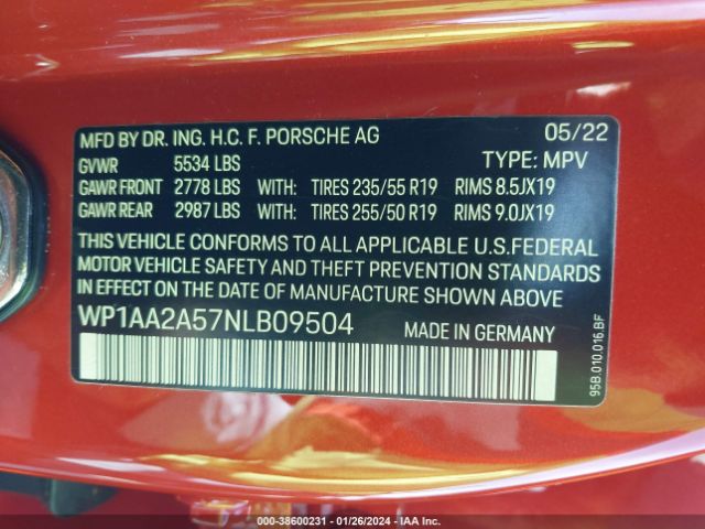WP1AA2A57NLB09504 Porsche Macan
