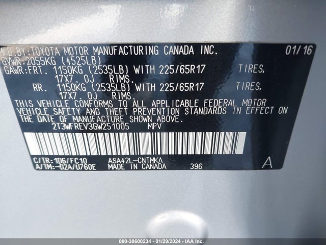 Toyota Rav4 Xle 2016 2T3WFREV3GW251005 Image 9