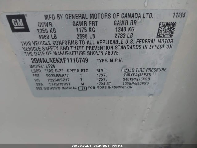 Chevrolet EQUINOX LS 2015 2GNALAEKXF1118749 Image 9