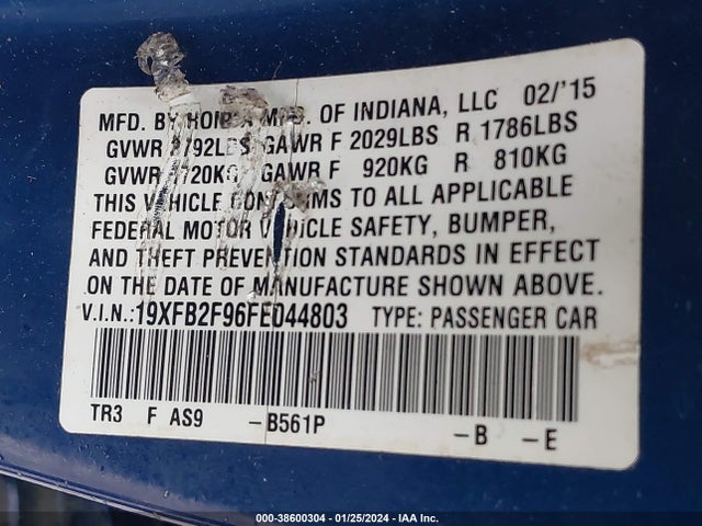 Honda Civic Ex-l 2015 19XFB2F96FE044803 Image 9