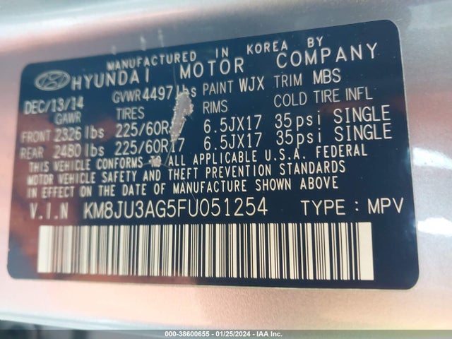 Hyundai TUCSON SE 2015 KM8JU3AG5FU051254 Image 9