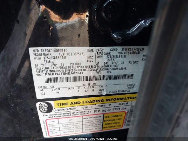 1FMJU1JT5NEA07541 Ford Expedition Xlt