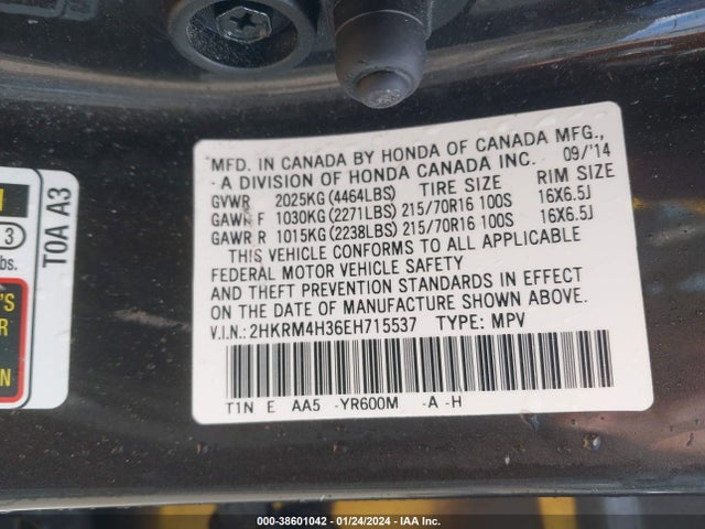 Honda CR-V LX 2014 2HKRM4H36EH715537 Image 9