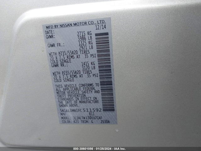 5N1AL0MN1FC511592 Infiniti QX60