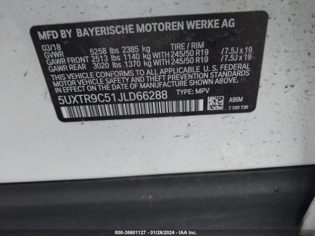 5UXTR9C51JLD66288 BMW X3 Xdrive30i