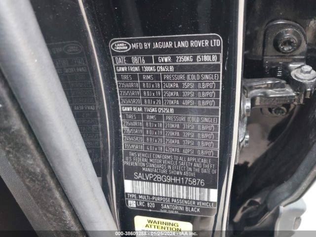 SALVP2BG9HH175876 Land Rover Range Rover Evoque Se/se Premium