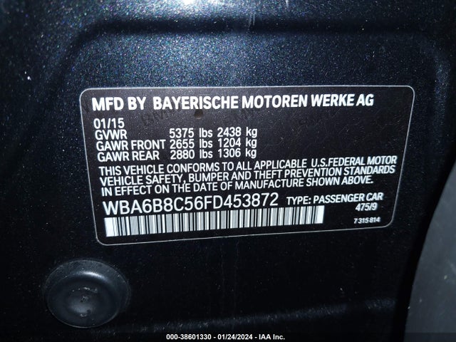 BMW 640i Gran Coupe Xdrive 2015 WBA6B8C56FD453872 Image 9