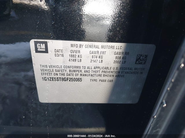 Chevrolet MALIBU 1LT 2016 1G1ZE5ST8GF250065 Image 9