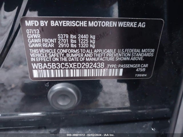 BMW 535i Xdrive 2014 WBA5B3C5XED292438 Image 9
