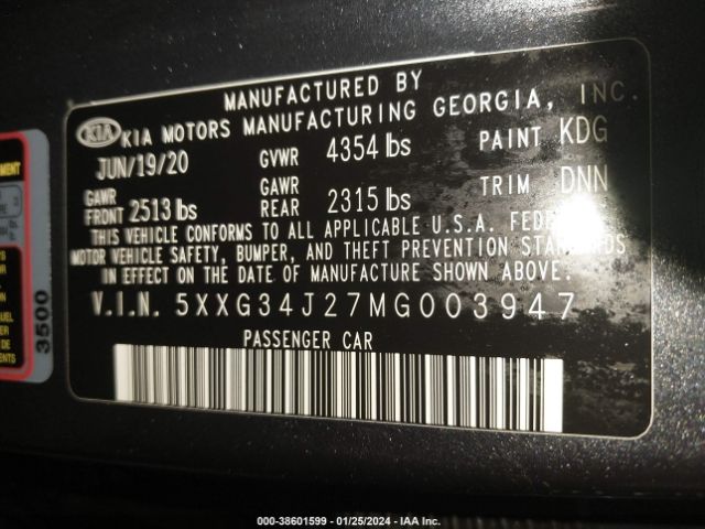 5XXG34J27MG003947 KIA K5 EX