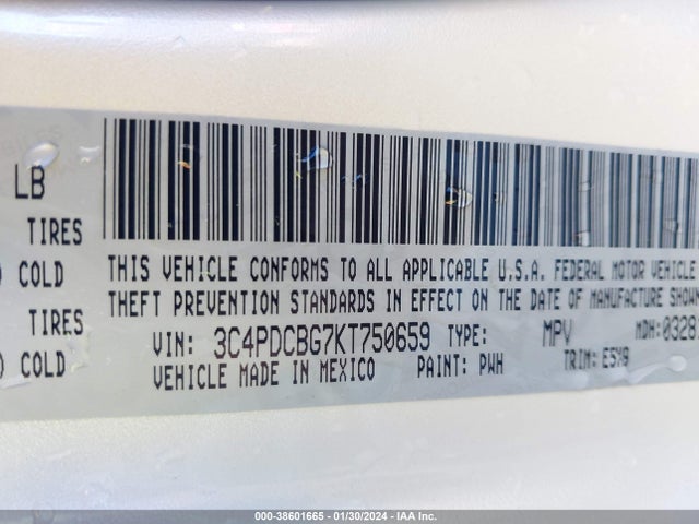 Dodge JOURNEY SE 2019 3C4PDCBG7KT750659 Image 9