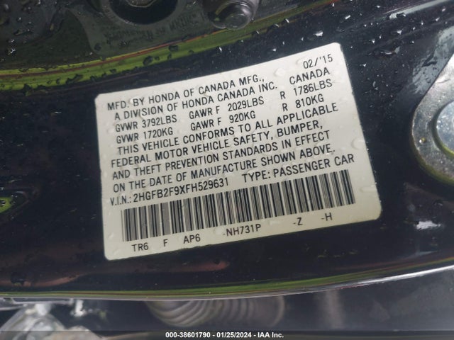 Honda Civic Ex-l 2015 2HGFB2F9XFH529631 Image 9