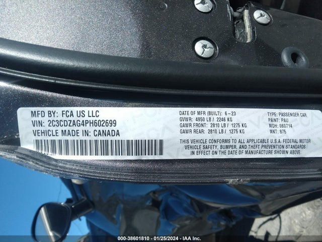 Dodge Challenger Sxt 2023 2C3CDZAG4PH602699 Image 9