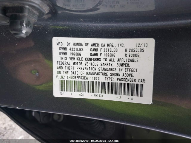 Honda Accord Sport 2014 1HGCR2F5XEA111000 Image 9