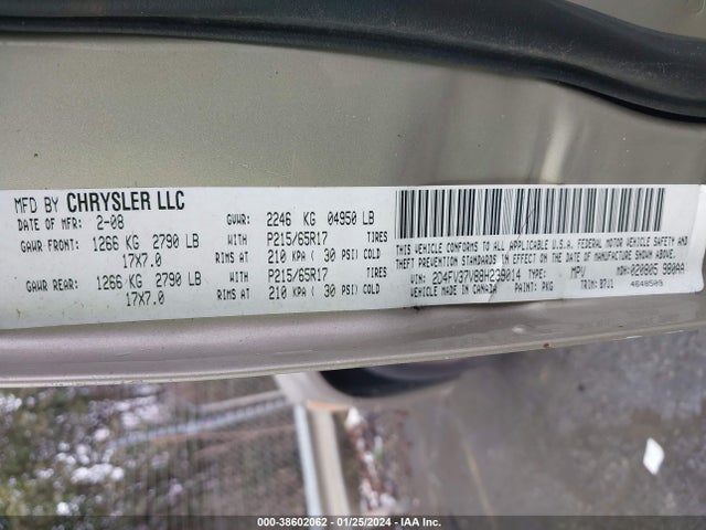 2008 DODGE MAGNUM SXT VIN: 2D4FV37V88H239014