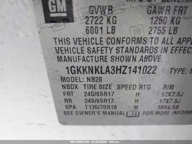 GMC Acadia Sle-1 2017 1GKKNKLA3HZ141022 Image 9