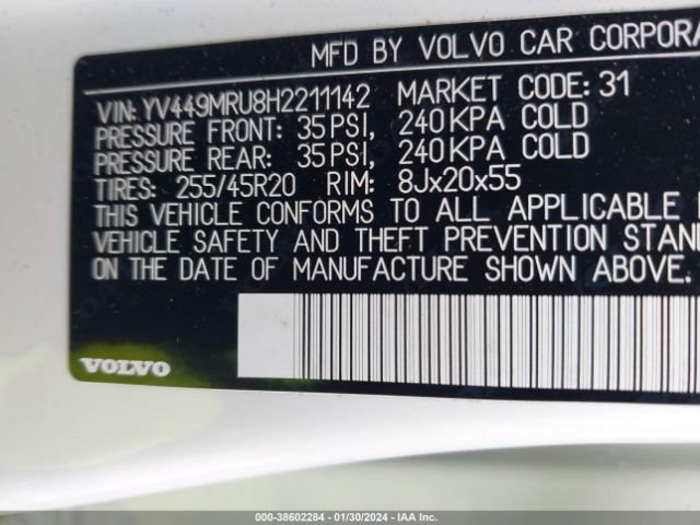 YV449MRU8H2211142 Volvo Xc60 T6 Inscription
